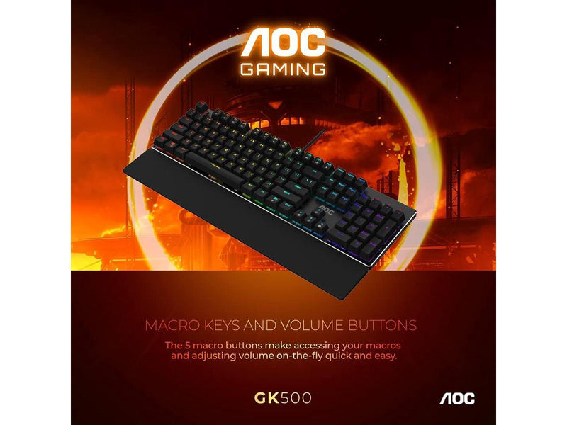 AOC Gaming Full RGB Mechanical Keyboard, 104-Key Outemu Blue Switches, Full