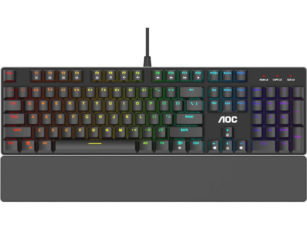 AOC Gaming Full RGB Mechanical Keyboard, 104-Key Outemu Blue Switches, Full