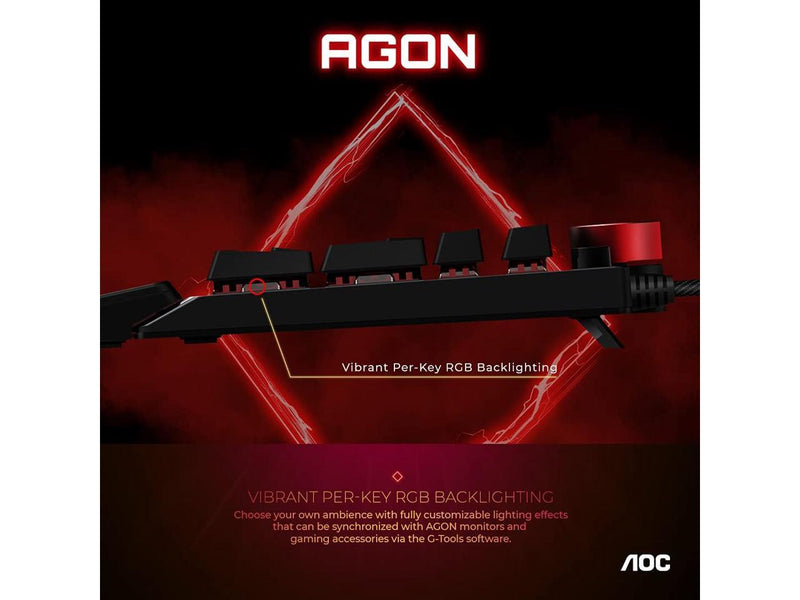 AOC Agon Tournament-Grade RGB Gaming USB 2.0 Type-A Mechanical Keyboard, Cherry
