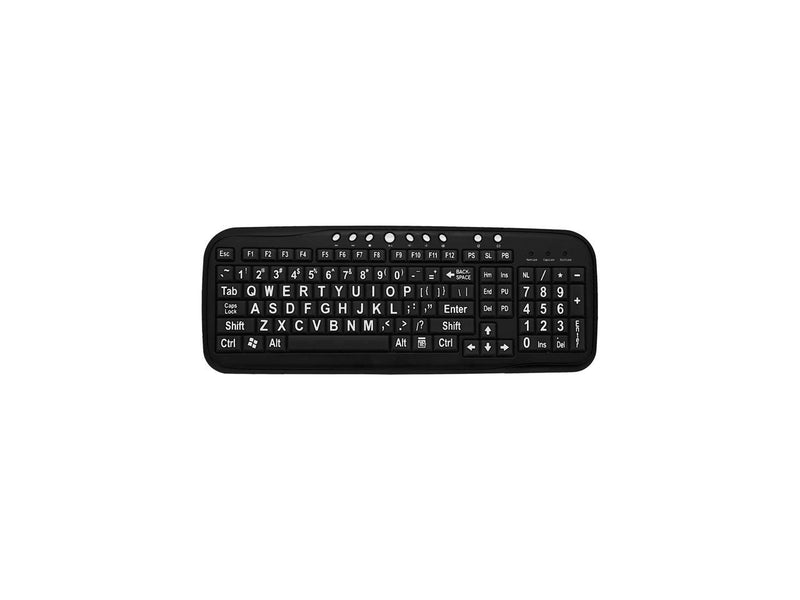 Ergoguys CD-1039 Black USB Wired Ergonomic Ezsee Low Vision Keyboard Large White