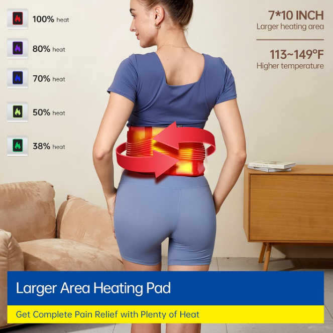 ONLYCARE CORDLESS HEATING PAD BACK MASSAGER Belt Black HW01 - Like New