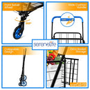 SereneLife Shopping Cart with 360 Rolling Swivel Wheels, Collapsible Design - Brand New