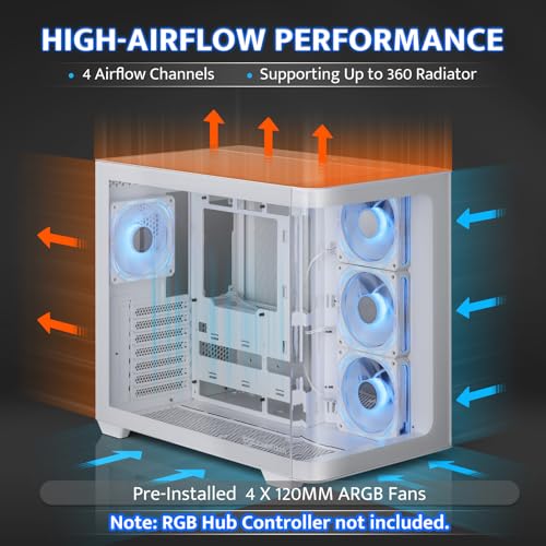 DARKFLASH ATX MID-TOWER GAMING PC CASE BACK PLUG-IN BTF DPW90 - WHITE - Brand New