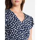 TIME AND TRU WOMEN’S SMOCKED WAIST MIDI DRESS,FLUTTER SLEEVES - 1X - DARK NAVY - Like New