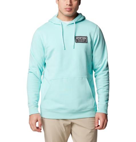 COLUMBIA MEN'S COLUMBIA PFG CASTBACK HOODIE SIZE: MEN M GULF STREAM/BLACK - Brand New