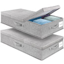 SUPOWIN UNDERBED STORAGE CONTAINERS BIN WITH LIDS LARGE UNDER BED STORAGE - GRAY - Like New