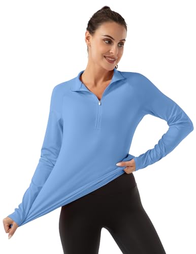 FKEEP WOMEN'S POLO SHIRTS LONG SLEEVE UPF 50+ TENNIS GOLF WOMEN S BLUE - Brand New