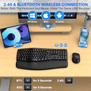 EDJO Ergonomic Wireless Keyboard Mouse Combo, Bluetooth/2.4G Dual-Mode - BLACK - Like New