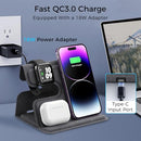 ALPHA DIGITAL 3-IN-1 FOLDABLE WIRELESS CHARGING STATION, PU LEATHER - GRAY - Like New