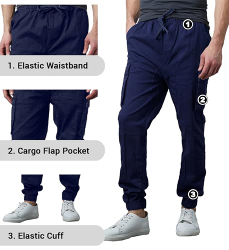 GALAXY BY HARVIC MEN'S SLIM FIT STRETCH CARGO JOGGER PANTS NAVY X-LARGE - Brand New
