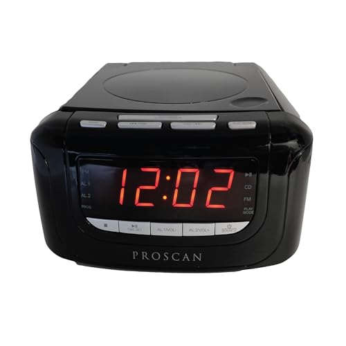 PROSCAN CD CLOCK RADIO WITH USB CHARGER PCR4986 - BLACK - Like New