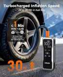JUSUOX TIRE INFLATOR PORTABLE AIR COMPRESSOR DUAL POWER 150PSI - BLACK - Brand New
