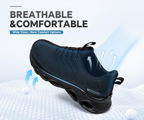 LARNMERN Steel Toe Shoes for Men Women Comfortable Safety Shoes Black Size 8 - Like New