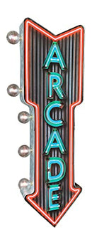 Arcade Double-Sided Marquee Sign With Neon Print And LED Bulbs - 26” x 3" x 8" - Brand New