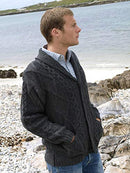 Aran Crafts Men's Irish Cable Knitted Sweater 100% Merino Wool Charcoal M - Brand New