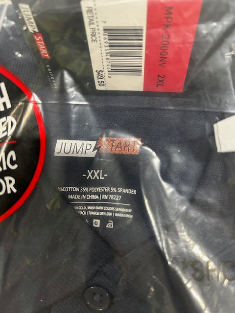 JUMP START 2XL NAVY SHORT SLEEVE POLO SHIRT - NAVY - Brand New