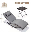 ZZW WICKER OUTDOOR ROCKING CHAIR RECLINING LOUNGE CHAISE 3-PIECES - GRAY/BROWN - Like New