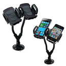 IBASICS HEAVY DUTY DUAL CAR MOUNT FLEXIBLE LONG GOOSENECK 2 PHONES - BLACK - Like New
