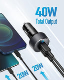 Anker 40W 2-Port PowerIQ 3.0 Type C Car Adapter - Like New
