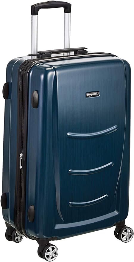 Amazon Basics Hard Shell Carry On Spinner Suitcase Luggage 22 Inch Navy Blue Like New