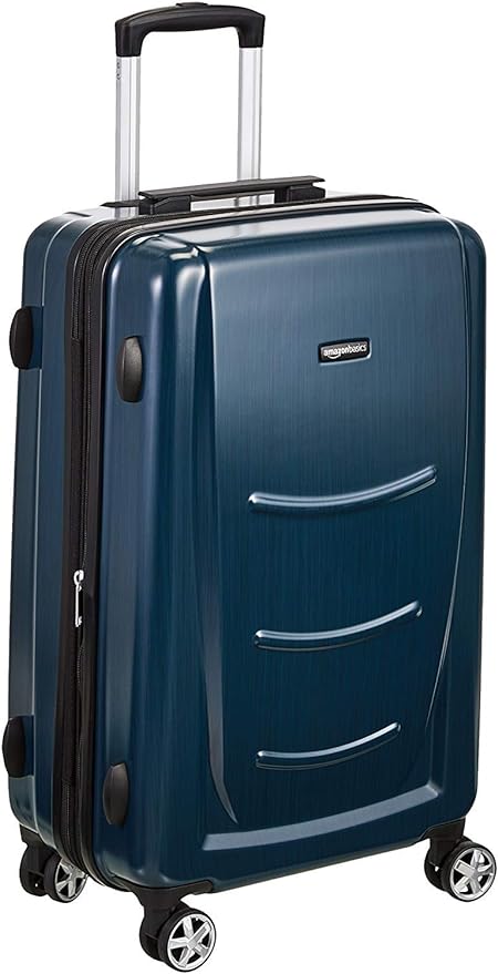 Amazon Basics Hard Shell Carry On Spinner Suitcase Luggage 22 Inch Navy Blue - Like New