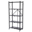 AMERICAN DREAM HOME GOODS 5-TIER FOLDABLE METAL STORAGE SHELVING UNIT - BLACK - Like New