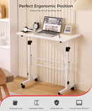 KLSMYHOKI STANDING DESK ADJUSTABLE HEIGHT DESK ROLLING DESK 16"x31.5" - WHITE - Like New