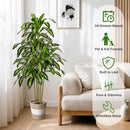 LuceAlberi 5FT Faux Dracaena Plant with Planter & Built-in Basket - Green White - Brand New
