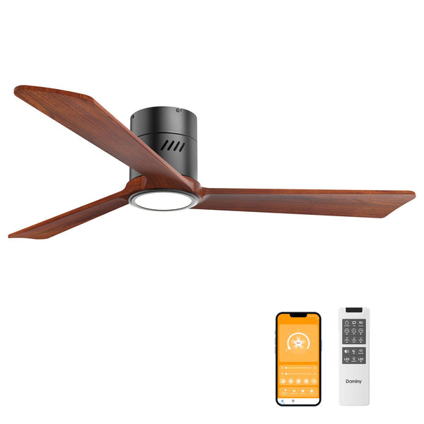DAMINY Natural Solid Wood 52" Ceiling Fan Light, 3 Blades, - Scratch & Dent