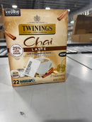 TWININGS CHAI LATTE BLACK TEA SINGLE SERVE K-CUP PODS KEURIG 22 CTS 1 PACK - Brand New
