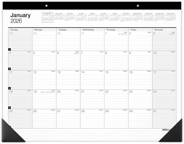 OFFICE DEPOT BRAND MONTHLY DESK PAD CALENDAR, 21 3/4" X 17" 2026 - Brand New