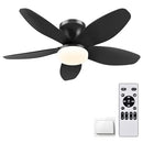 AYSEMO 36" LOW PROFILE CEILING FAN LIGHTS REMOTE 6-SPEED WIND - BLACK - Like New