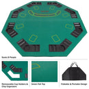 Folding Poker Table Top 48" Solid Wood Topper Built-In Cupholders - Brand New