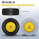 Upgrade 16x6.50-8 Tire and Wheel, Flat Free Lawn Mower Tire 16x6.50-8 (2-Pack) - Brand New