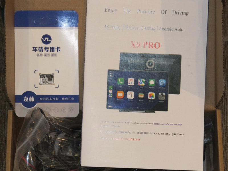 AUTOFATHER 9" WIRELESS APPLE CARPLAY ANDROID AUTO DASH CAM CAMERA 4K - BLACK - Like New