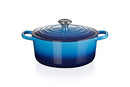 LE CREUSET SIGNATURE ENAMELLED CAST IRON CASSEROLE DISH WITH LID - AZURE - Like New