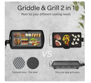 Ikich By Homasy 2-in-1 Electric Griddle CP137A Nonstick Pan Grill - BLACK - Like New
