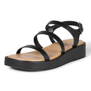 AEWM84666S25 Amazon Essentials Women's Strappy Flatform Sandals Black Size 9.5 - Brand New