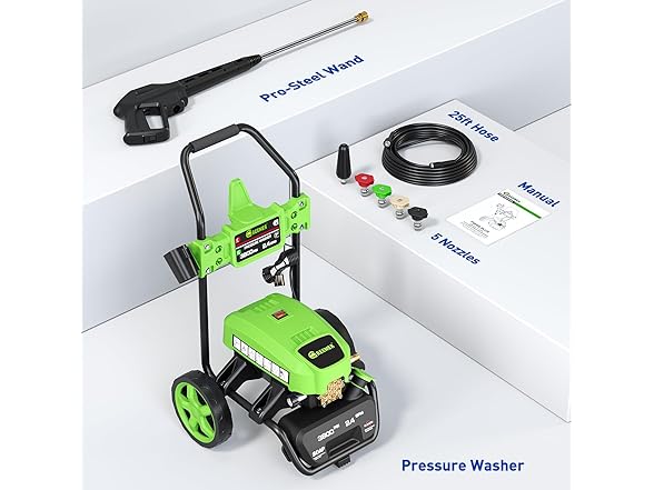GREENER ELECTRIC PRESSURE WASHER 3800 MAX PSI 2.4 MAX GPM SOAP - Scratch & Dent