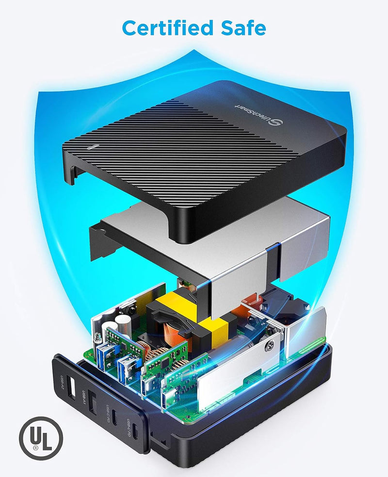 UtechSmart 100W USB-C Charger, 4-Port Fast Charger Station - Black Like New
