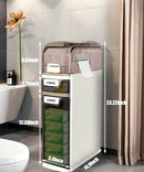 ANYASK 2-TIER SLIM BATHROOM STORAGE CABINET - WHITE/TRANSPARENT GRAY - Like New