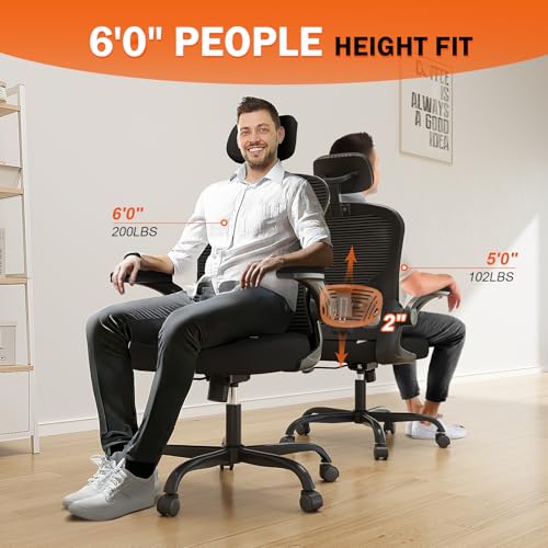 SYNORLA OFFICE CHAIR ERGONOMIC DESK CHAIR, 330LBS CAPACITY, BLACK - Like New