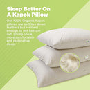 Bean Products Kapok 20" x 30" Queen Pillow - Organic Cotton Fabric - Brand New