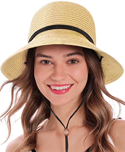 88-BB005 SIMPLICITY Women Wide Brim Braided Straw Sun Hat, Size: OS, Mix-Beige - Like New