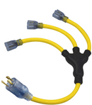 Clear Power 2ft 3 Outlet Extension Cord Adapter Yellow DCOC-0136-DC - Like New