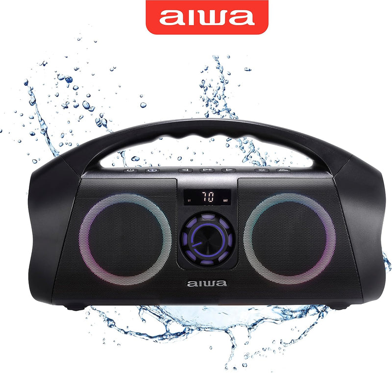 AIWA Portable Boombox - Waterproof Bluetooth Speaker AI7002 - Black Like New