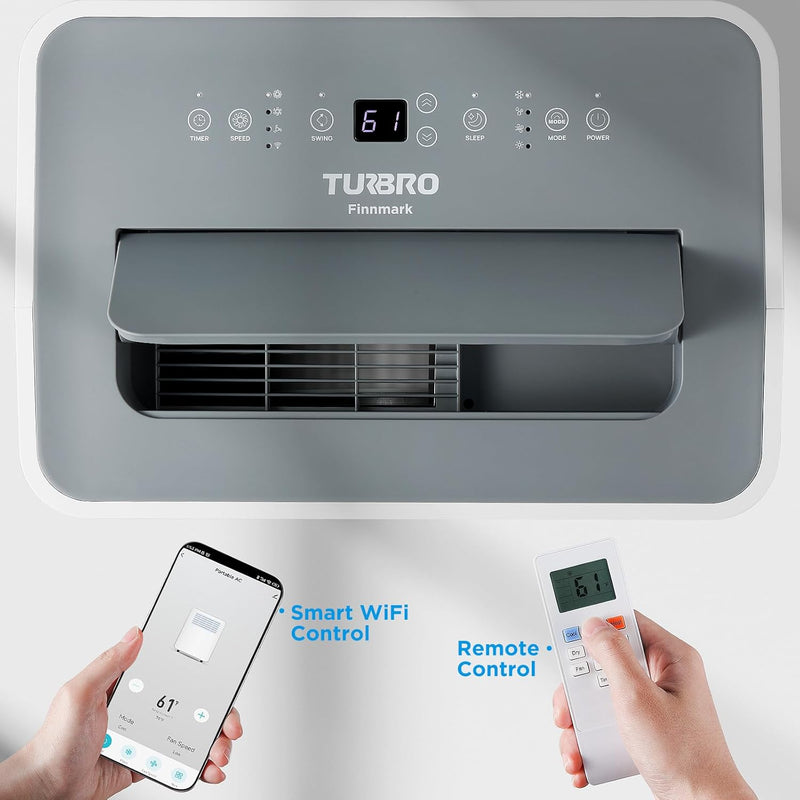 TURBRO FINNMARK 14,000 BTU PORTABLE AC, HEATER, DEHUMIDIFIER, FMP10AC-HW - WHITE - Like New