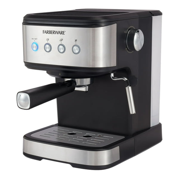 FARBERWARE 20-BAR ESPRESSO MAKER, 1.5 LITER CAPACITY - STAINLESS STEEL - Like New