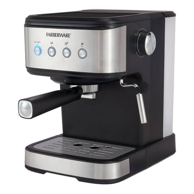 FARBERWARE 20-BAR ESPRESSO MAKER, 1.5 LITER CAPACITY - STAINLESS STEEL - Like New