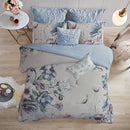 MADISON PARK FLORAL COTTON COMFORTER SET, 8PC QUEEN SET, CASSANDRA BLUE/WHITE - Brand New